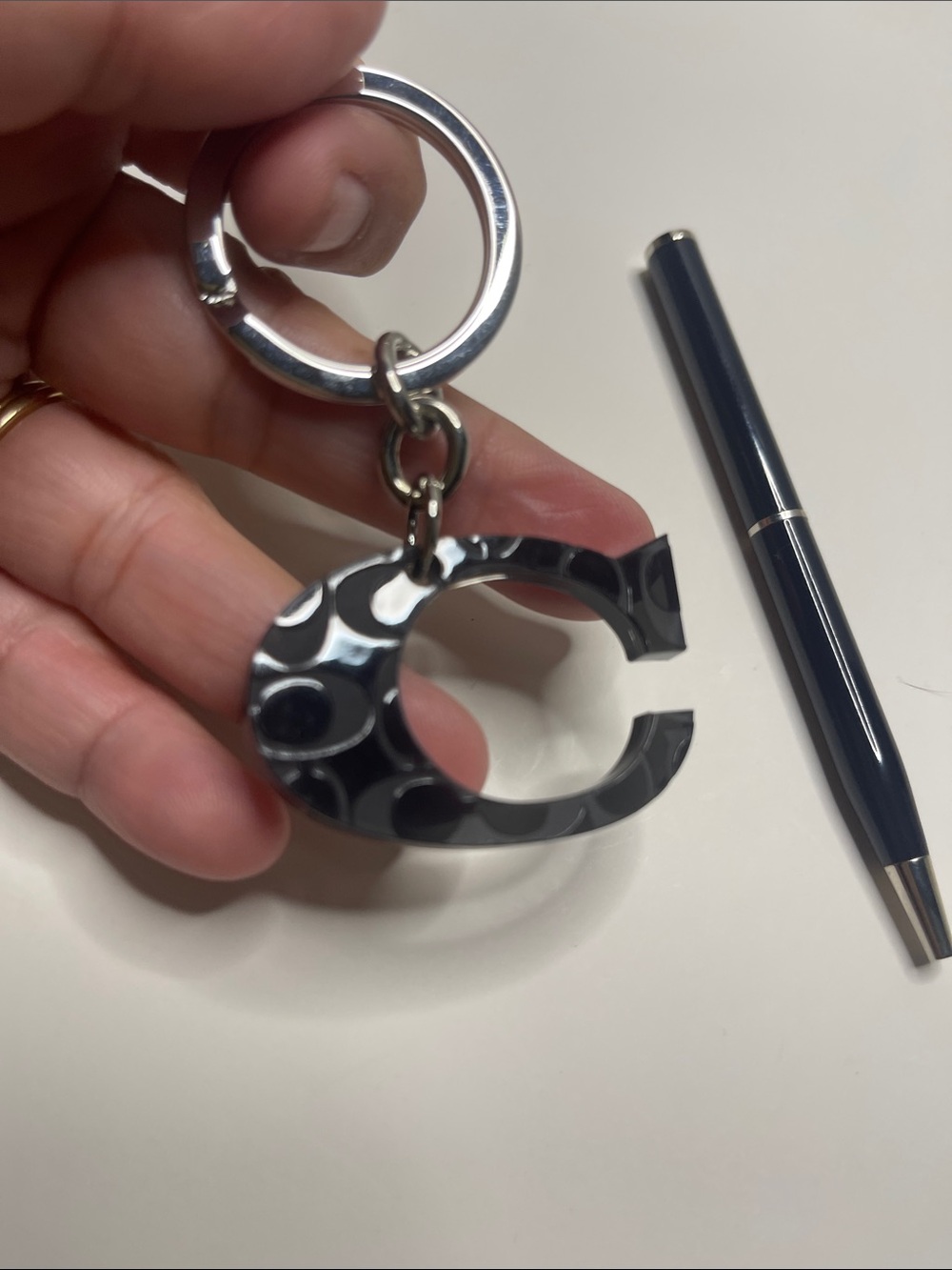 Coach Acrylic C Keychain with Silver Ring and Coach Pen - Picture 2 of 5